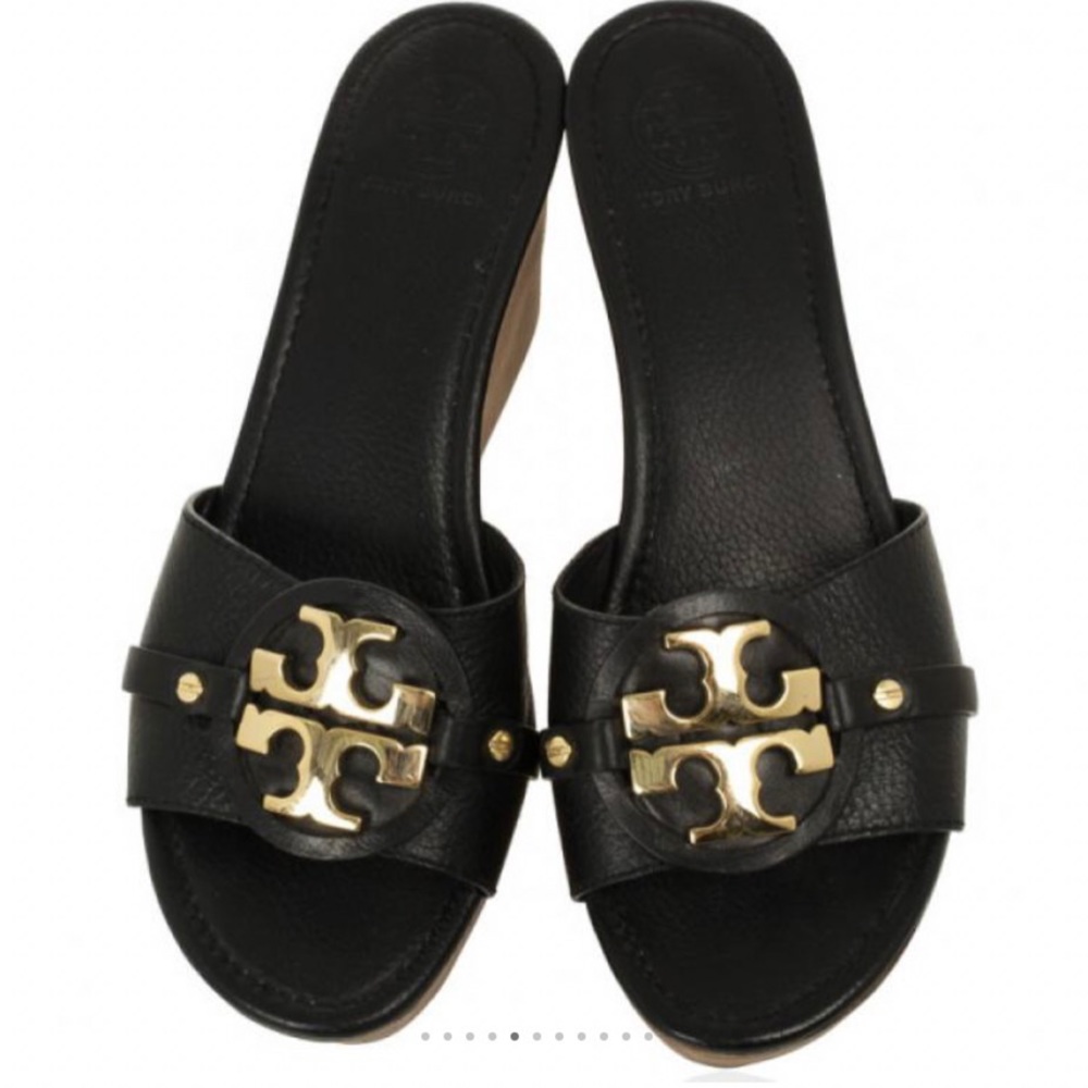 Tory Burch Patti 3 Black Logo Wedges💕❤️ - Picture 5 of 13